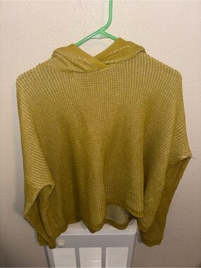 Eileen Fisher Open-Knit Hooded Sweater in Mustard